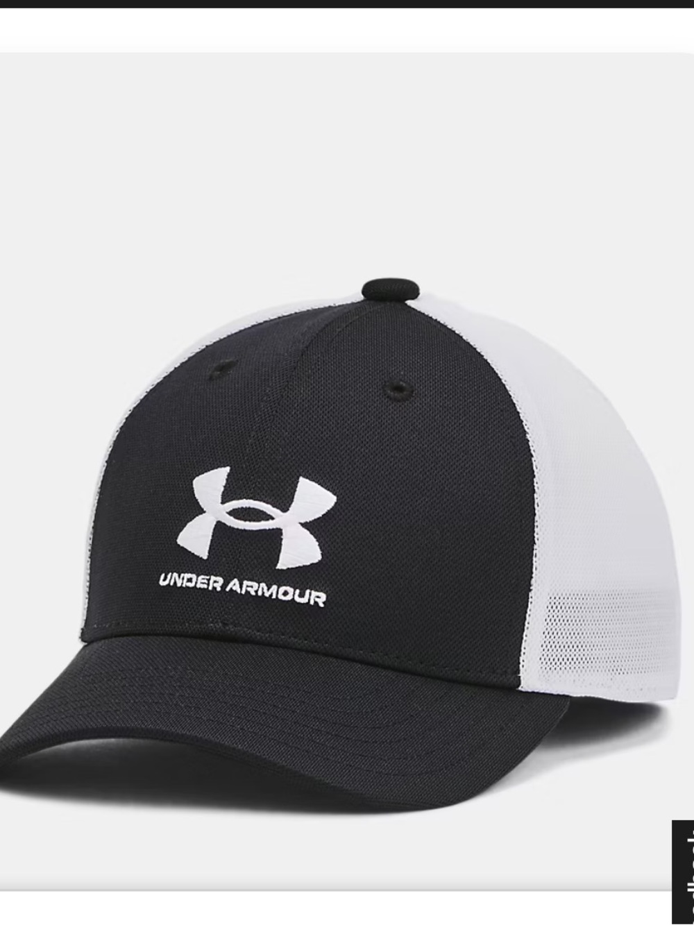 Under Armour Boys Black and White Mesh Logo Cap